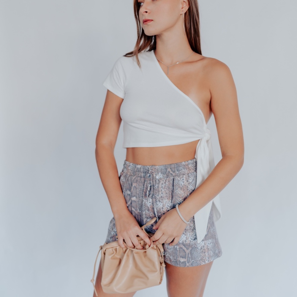 Laney Snakeskin Drawstring Shorts - Picture 2 of 4